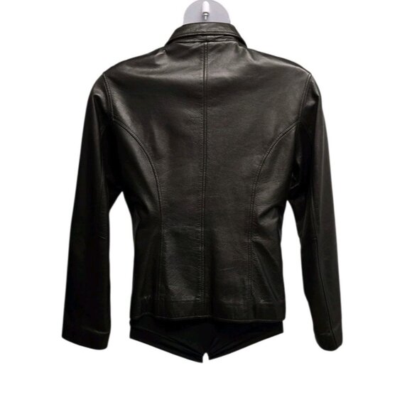 Vintage Carlo Amboldi Shafmaster Leather Co Womens M Black Leather Biker Jacket - Picture 3 of 11